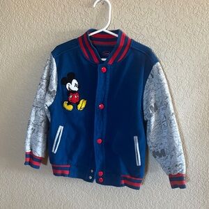 Disney Navy Blue Red Gray Mickey Varsity Jacket